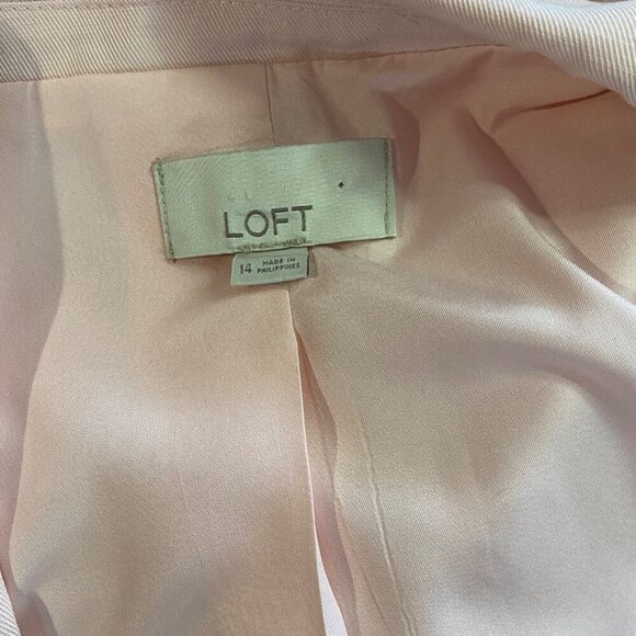 Loft Womens Linen Blend Blazer Single-Button Closure Notch Lapel Sz 14 - Picture 8 of 9